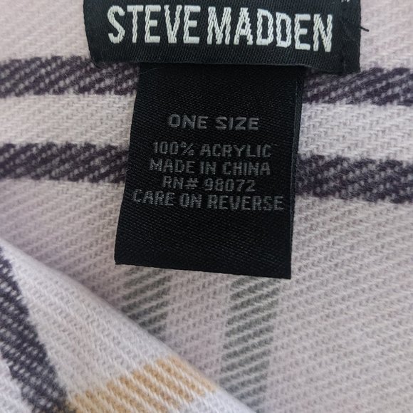 STEVE MADDEN Preppy Plaid Wrap Shawl Oversized Scarf Lilac Lavender Caramel NWT - Picture 5 of 12